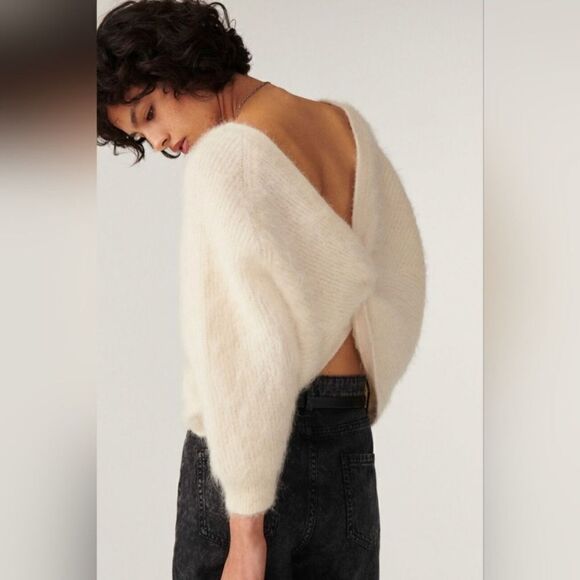 Ba&sh Fill Twisted Alpaca Wool Cream Sweater Backless Crew Scoop Size XS - Picture 8 of 14